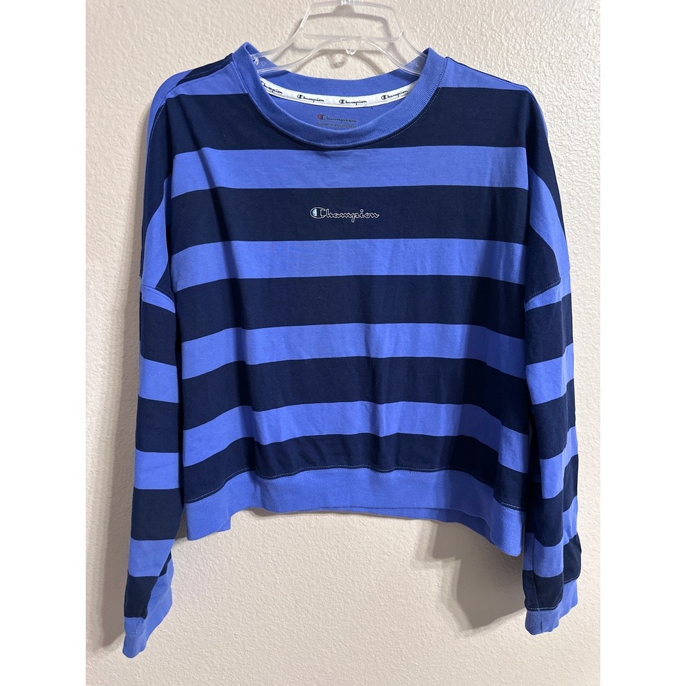 Champion Long Sleeve Cropped Sweatshirt Womens Blue Navy Authentic Athleticwear